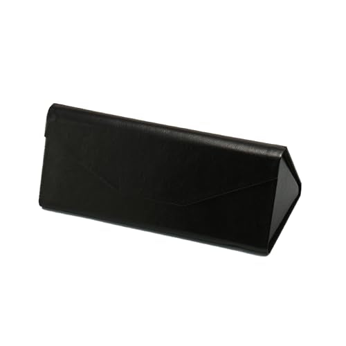Portable Leather Glasses Case Anti-pressure Glasses Bag Coin Purse Storage Bag Suitable for Men and Women - color: Folding Black