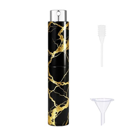 5ml Perfume Atomiser Refillable Bottles Portable Mini Spray Travel Bottle Easy to Refill Empty Atomizer Bottle for Purse Handbag Pocket Luggage,Bright Color (Golden Marble Pattern 1) - color: Golden Marble Pattern 1