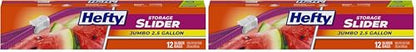 Hefty Slider Jumbo Storage Bags, 2.5 Gallon Size, 12 Count (Pack of 2) - size: 12 Count (Pack of 2), style: Jumbo Bag (2.5 Gallon)