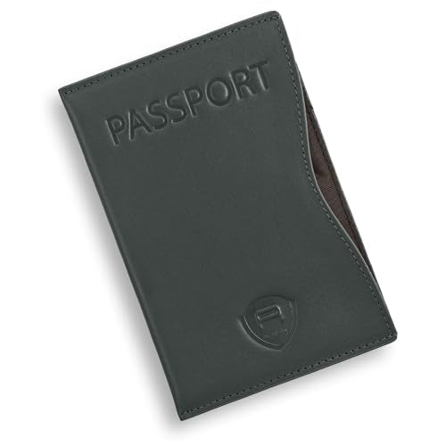Alban RFID Passport Holder Women Men RFID Blocking Travel Passport Wallet Case Genuine Leather Passport Cover porta pasaporte - color: Grey
