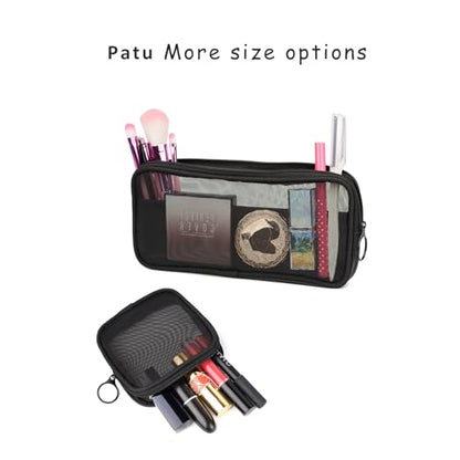 Patu Mesh Travel Toiletry Bag, Transparent Standing Pouch, Portable Shaving Washing Kits Organizer, Personal Care Trip Case, Pack of 2 (Size S), Black - size: Small (Pack of 2)