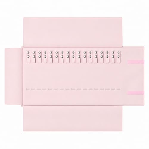 UnionPlus Travel Jewelry Roll, Faux Leather Necklaces Organizer Bag, Elastic Band and Anti-winding, Petal Pink - color: Leather Petal Pink, size: Medium