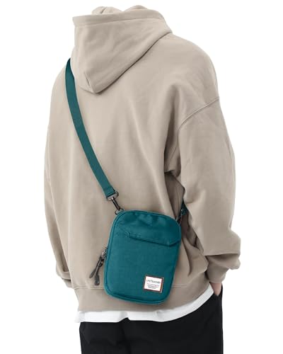 SEAFEW Mini Crossbody Bag Shoulder Bag for Men, Small Messenger Satchel Bag for Women - color: Peacock Blue - Standard