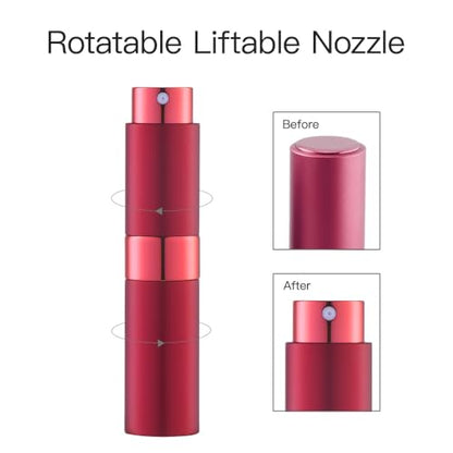 LISAPACK 8ML Atomizer Perfume Spray Bottle for Travel, Empty Refillable Cologne Dispenser, Portable Sprayer (Wine Red) - color: Wine Red