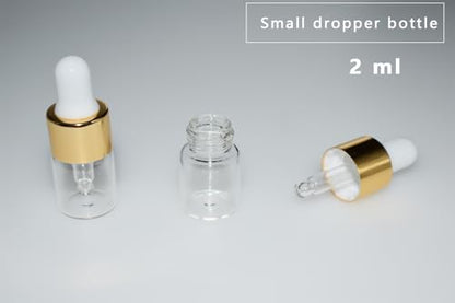 Small Dropper Bottle, 10pcs 2ml Mini Sample Dropper Bottles Mini Makeup Containers for Travel Liquids Tiny Glass - size: 2ml