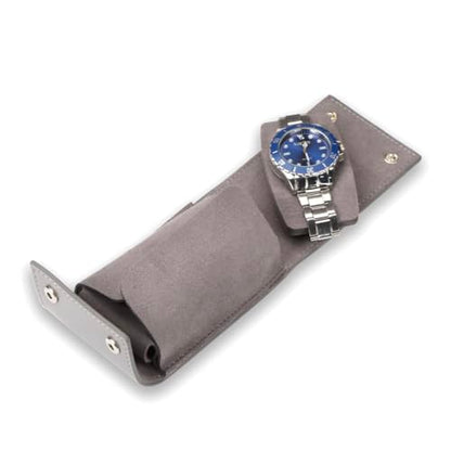 Travel Watch Pouch/Leather Watch Travel Case with Suede Lining/Luxury Leather Travel Watch Box Single Watch Pouch Christmas Gift for Man/Woman/Office - color: grey, size: Square shape
