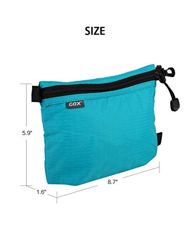 GOX Travel Toiletry Bag, Carry On Small Zipper Pouch, Cosmetic Kit Makeup, Digital Bag, Water Repellent Nylon (Turquoise) - color: Turquoise