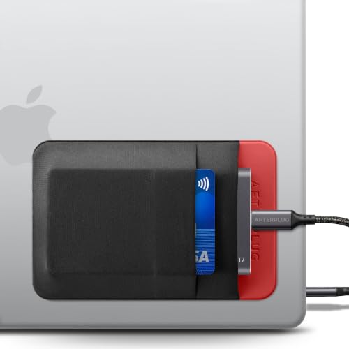 2-Pocket Adhesive Hard Drive Holder for Laptop, Stick-On Pocket Pouch for External Portable SSD, HDD, Slim Mouse and Cables (Small - Fits SSD) - color: Black & Red, size: Small