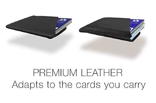 Modern Carry Leather Minimal Card Holder, Minimalist Wallet for Men & Women, Thin Credit Card Holder, Small Business Card Holder, Card Holder Wallet, Front Pocket Card Wallet - Magnum (Black) - color: Black