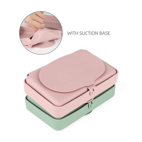 Silicone Baby Plate, Foldable & Compact Food Grade Silicone Plates, Foldable Toddler Travel Essential with Suction for Toddlers (Almond Butter) - color: Almond Butter