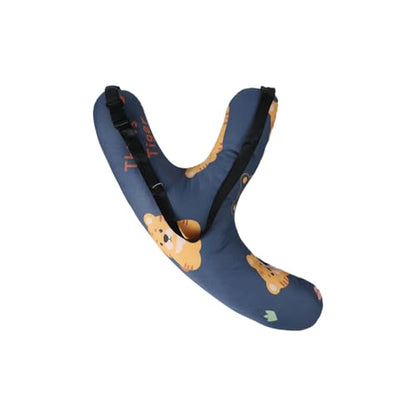 SIQITECHNO Car Travel Pillow H-Shape Seat Pillow Kids Adults Soft Neck Pillow Breathable Head and Body Support Pillow Car Aircraft Sleeping Cushion for Long Journey Road Trip Travel Accessories - color: Y-shaped, Dark Blue Tigers