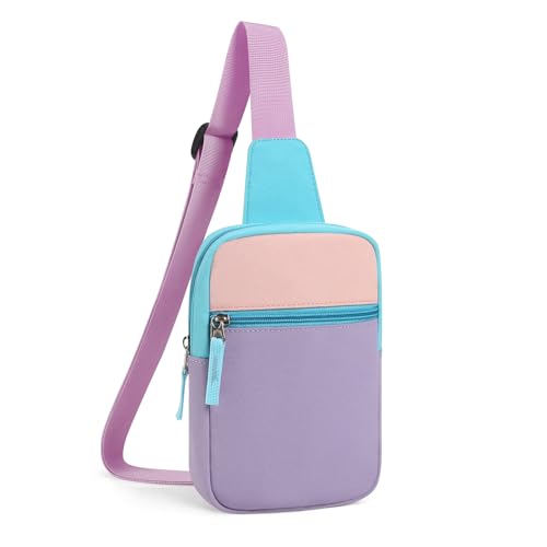 Birthday Gifts for 8 9 10 11 12 Year Old Teens Girls Kids, Fanny Pack Crossbody Bag Sling Belt Bags Purse, Dorm Travel Essentials for Girls Fashion, Preppy Tween Teen Girl Gift Trendy Stuff - color: Blue&Purple