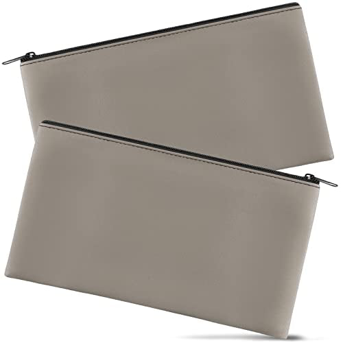 2 Pieces Money Bags with Zipper, 11x6.1 inch Money Pouch, Bank Bag, Cash Bag, Check Wallet, Cosmetics(Gray) - color: Grey, size: 2 Pieces