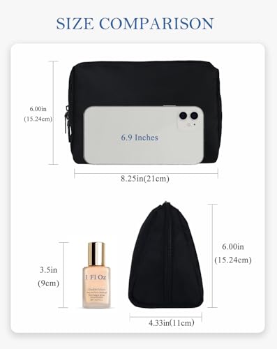 Aosbos Small Travel Makeup Pouch - Cosmetic Bag for Women, Midnight Black - color: Midnight Black
