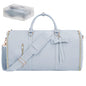 Garment Bags for Travel, Convertible Suit Travel Bag for Women, Stylish Carry On Garment Bag with Toiletry Pocket, Shoulder Strap and Shoes Compartment, 2 in 1 Foldable PU Leather Duffle Bag, Blue - color: Blue