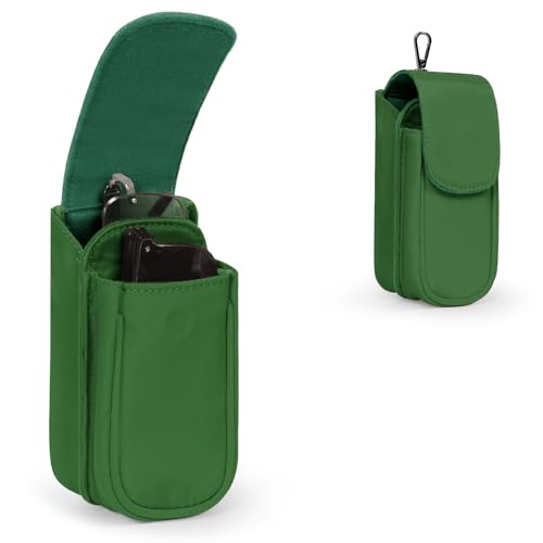 Double Glasses Case, Portable Soft Eyeglass Case for 2 Storage Anti-scratch Sunglasses Pouch for Women Men - color: Green