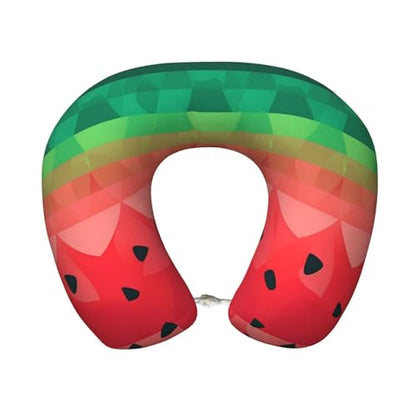 Gradient Watermelon Memory Foam Travel Pillow Soft Comfortable Neck Pillow U-Shaped Head Support Pillow Travel Accessories for Sleeping Rest Airplane Car and Office