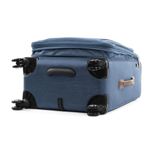 Travelpro Platinum Elite Softside Expandable Checked Luggage, 8 Wheel Spinner Suitcase, TSA Lock, Men and Women, Coastal Blue, Checked Medium 25-Inch - color: Coastal Blue, size: Checked-Medium 25-Inch