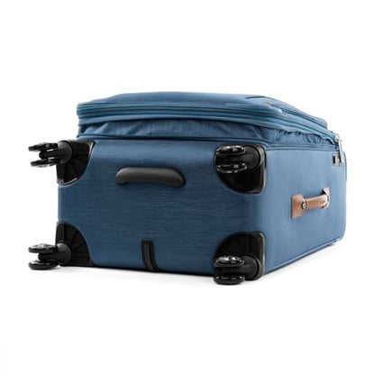 Travelpro Platinum Elite Softside Expandable Checked Luggage, 8 Wheel Spinner Suitcase, TSA Lock, Men and Women, Coastal Blue, Checked Medium 25-Inch - color: Coastal Blue, size: Checked-Medium 25-Inch