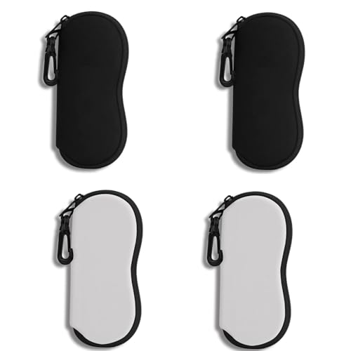 Hion Sunglasses Soft Case Ultra Light Neoprene Zipper Eyeglass Case With Belt Clip - color: 4pcs-2pcs Black+2pcs Grey