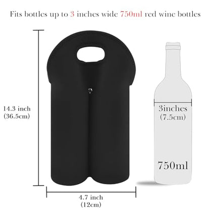 Linkidea Wine Travel Carrier & Cooler Bag, Wine Carrying Tote Picnic Cooler, Black, Modern