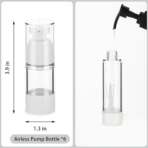 0.5OZ/15ML Clear Airless Pump Bottles, Lotion Dispenser Travel with Pump, Vacuum Plastic Travel Size Lotion Bottle for Foundation, Creams, Cosmetic(6 Pack) - size: 0.5 oz / 15 ml (6 pcs)