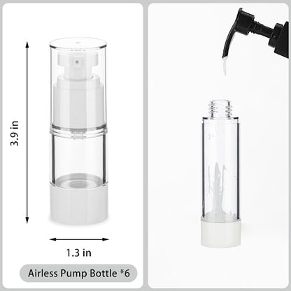 0.5OZ/15ML Clear Airless Pump Bottles, Lotion Dispenser Travel with Pump, Vacuum Plastic Travel Size Lotion Bottle for Foundation, Creams, Cosmetic(6 Pack) - size: 0.5 oz / 15 ml (6 pcs)