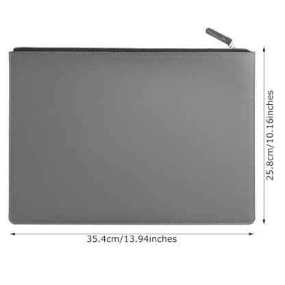PU Leather A4 File Folder Zipper Document Holder Envelope Folder Case for Receipt Contract (Gray) - color: Gray