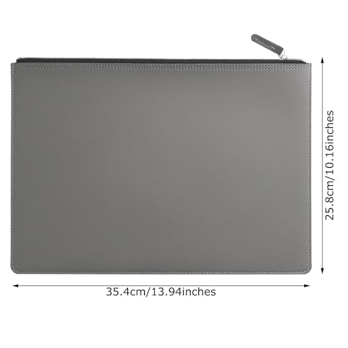 PU Leather A4 File Folder Zipper Document Holder Envelope Folder Case for Receipt Contract (Gray) - color: Gray