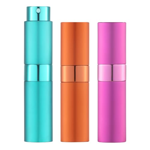 LISAPACK 8ML Atomizer Perfume Spray Bottle for Travel (3 PCS) Empty Cologne Dispenser, Portable Sprayer (Cyan, Rose Red, Orange) - color: 3 Color6