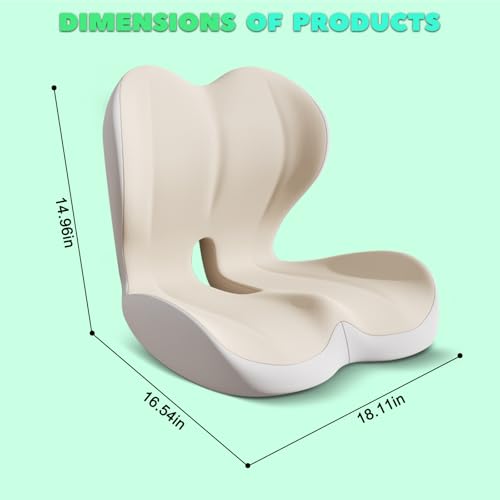 Buttocks Cushion for Office Chair Memory Foam Seat Pad for Butt Support Tailbone Relief Ergonomic Chair Cushion for Home Car Travel or Work (Off White) - color: Off White
