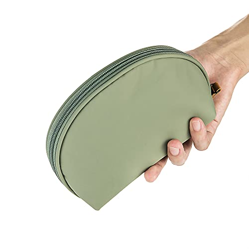 Hekyip Half Moon Cosmetic Beauty Bag for Purse Travel Handy Makeup Pouch for Women Girls (Green) - color: Green