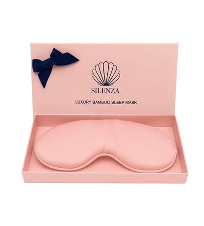 Luxury Bamboo Sleep Mask – Ultra-Soft Cooling Eye Mask for 100% Light Blocking, Adjustable Comfort Strap, Perfect for Travel & Better Sleep (Blush) - color: Blush