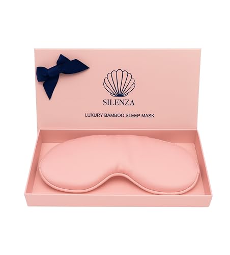 Luxury Bamboo Sleep Mask – Ultra-Soft Cooling Eye Mask for 100% Light Blocking, Adjustable Comfort Strap, Perfect for Travel & Better Sleep (Blush) - color: Blush