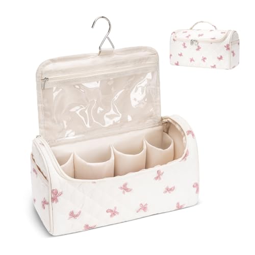 Quilted Hair Tools Travel Bag, Cute Portable Organizer Case with Hanging Hook, Compatible with Dyson Airwrap Styler,Hair Curler Accessories - color: Bow