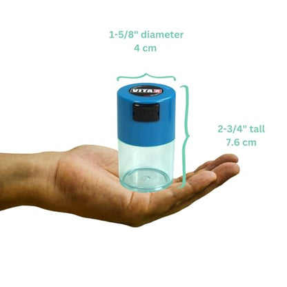 Vitavac - 5g to 20 grams Airtight Multi-Use Vacuum Seal Portable Storage Container for Dry Goods, Food, and Herbs - Light Blue Clear - color: Blue