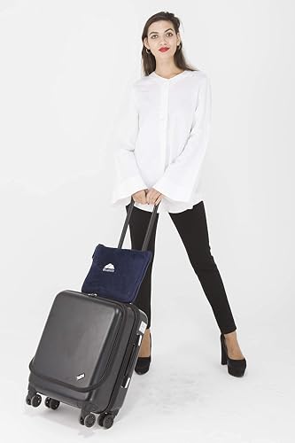 BlueHills Premium Soft Travel Blanket Pillow Airplane Blanket Packed in Soft Bag Pillowcase with Hand Luggage Belt Compact Pack Large Long Flight Essentials Portable Navy Blue T002 - color: Navy-1pk-t002