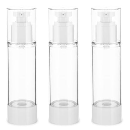2.7OZ/80ML Clear Airless Pump Bottles, Lotion Dispenser Travel with Pump, Vacuum Plastic Travel Size Lotion Bottle for Foundation, Creams, Cosmetic(3 Pack) - size: 2.7 oz / 80 ml (3 pcs)