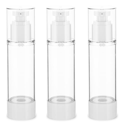 2.7OZ/80ML Clear Airless Pump Bottles, Lotion Dispenser Travel with Pump, Vacuum Plastic Travel Size Lotion Bottle for Foundation, Creams, Cosmetic(3 Pack) - size: 2.7 oz / 80 ml (3 pcs)