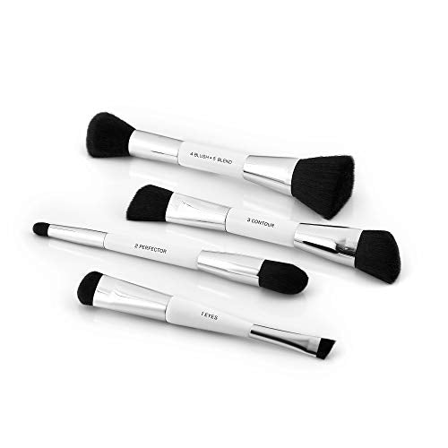 Woosh Beauty, Jetsetter Bundle in #1 Light, Fold Out Face Non-Refillable, Essential Brush Set, Travel Case in Hot Pink