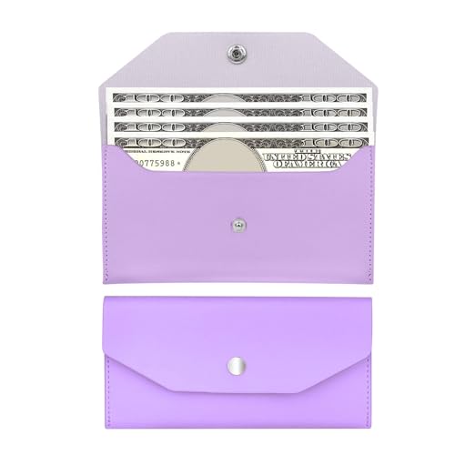 Pu Leather Cash Envelope Wallet - Reusable Cash Stuffing Wallet for Men and Women -Purple - color: purple