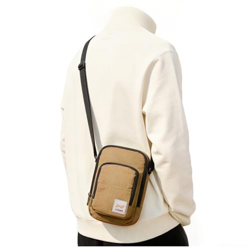 SEAFEW Mini Crossbody Bag Shoulder Bag for Men, Small Messenger Satchel Bag for Women - color: Khaki - Sling
