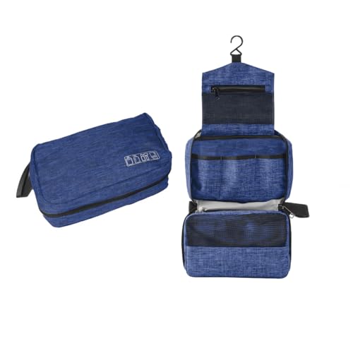 Travel toilet bag is used to store toiletries, Suitable for short-term travel use hanging toilet bag (Navy blue) - color: Navy blue