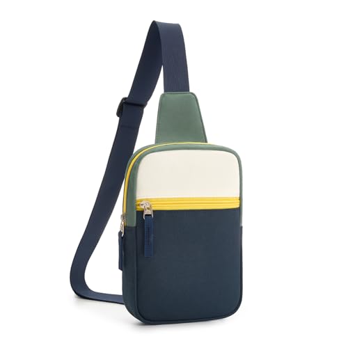 Birthday Gifts for 8 9 10 11 12 Year Old Teens Girls Kids, Fanny Pack Crossbody Bag Sling Belt Bags Purse, Dorm Travel Essentials for Girls Fashion, Preppy Tween Teen Girl Gift Trendy Stuff - color: Beige & Navy Blue