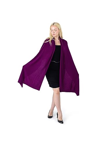 Velanio Cashmere 100% Cashmere Knitted Wrap Pashmina Shawl Extra Large Scarf Stole for Women Travel - color: Burgundy