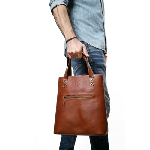 Premium Collection Genuine Leather Two-bottle Wine Tote | Luxury & Style Bag | Ideal Gift | Women and Men - color: Brown