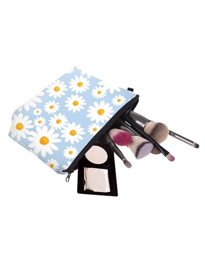 Cute Travel Makeup Bag Cosmetic Bag Small Pouch Gift for Women (Daisy Pale Blue) - color: Daisy Pale Blue