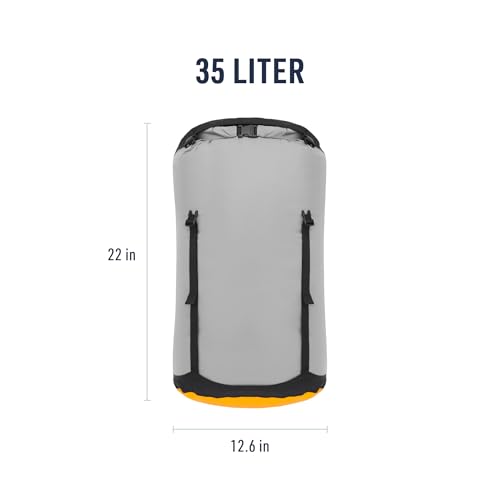 Sea to Summit eVac Compression Dry Bag, Waterproof Compression Sack, 35 Liter, High Rise Grey - color: High Rise Grey, style: 35 Liter