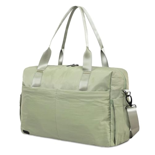 Jadyn Austin Carry-On Travel Duffel Bag for Women, 18” Weekender Bag with Laptop Sleeve, Durable Material, and Trolley Sleeve, Ideal for Work, Gym, and Overnight Trips (Dusty Green) - color: Dusty Green