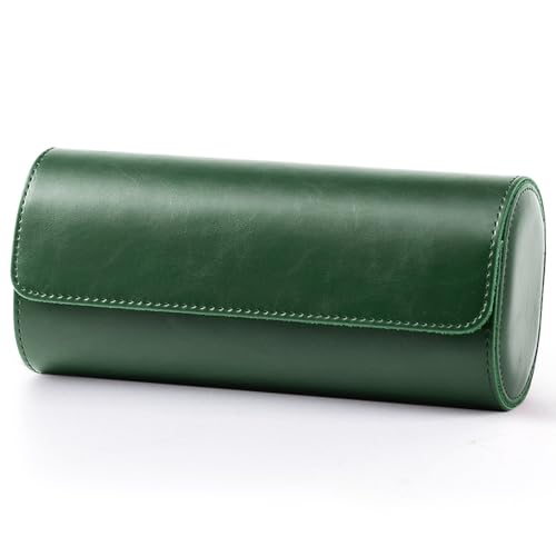 Triple Leather Watch Box, Vintage Watch Roll Travel Case for Men and Women, Green - color: Green, size: Triple